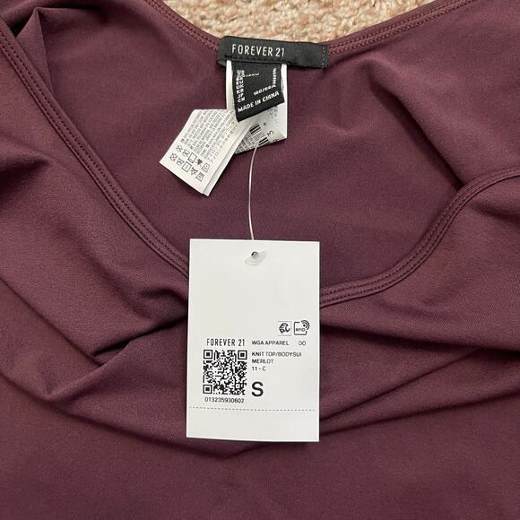 Forever 21 Sculpt Butter Seamless Thong Bodysuit V Neck Long Sleeve Purple NWT S - Picture 9 of 16